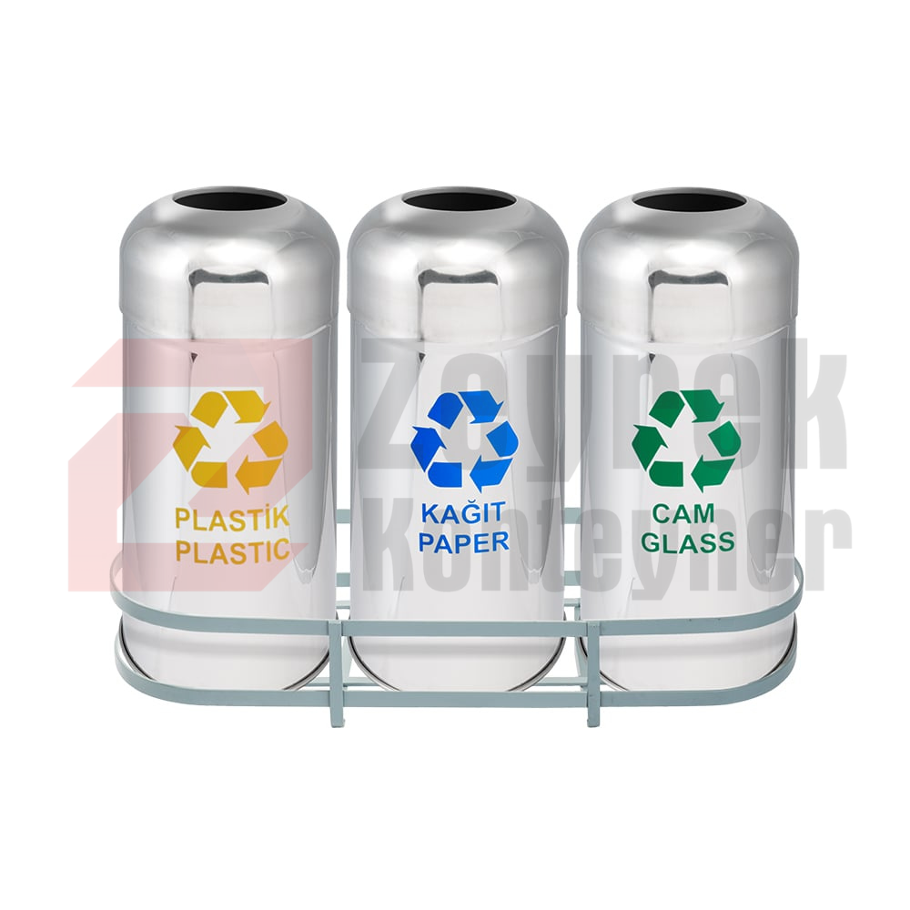 Paslanmaz Sıfır Atık Geri Dönüşüm Standı - 1012B