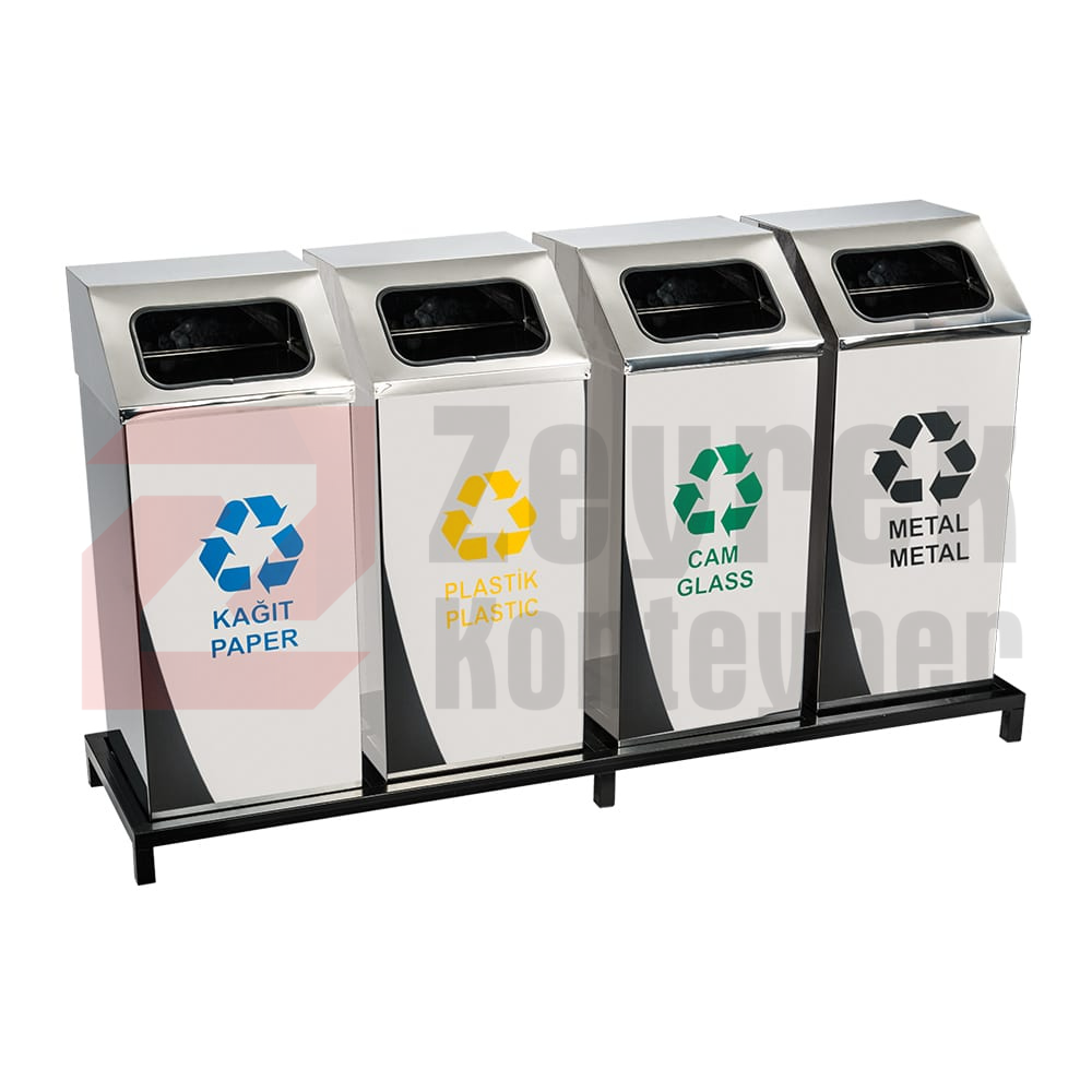 Paslanmaz Sıfır Atık Geri Dönüşüm Standı - 1018A