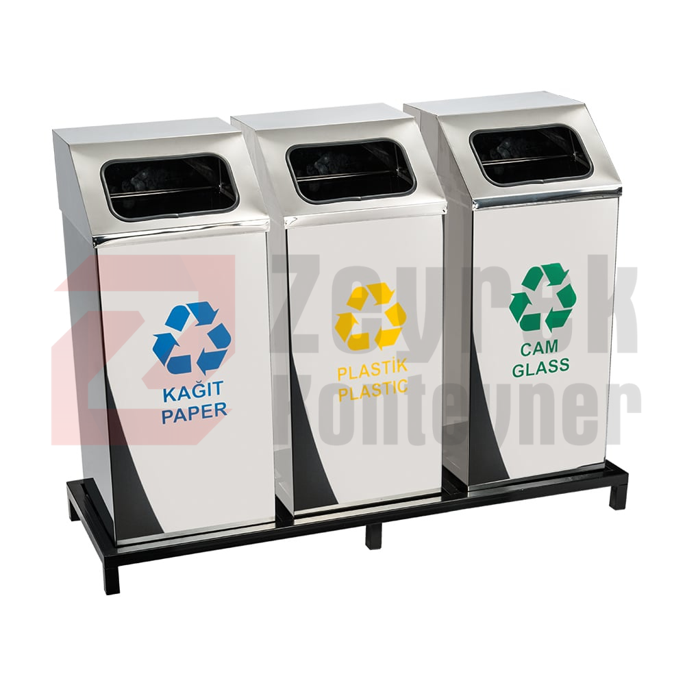 Paslanmaz Sıfır Atık Geri Dönüşüm Standı - 1018B