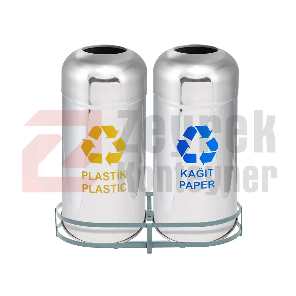 Paslanmaz Sıfır Atık Geri Dönüşüm Standı - 1012C