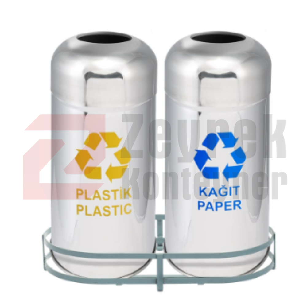 Paslanmaz Sıfır Atık Geri Dönüşüm Standı - 1014C