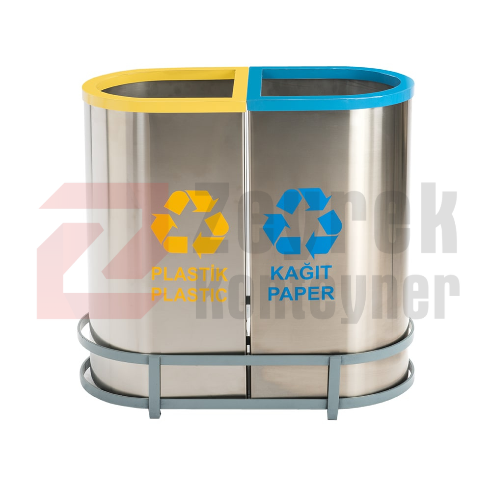 Paslanmaz Sıfır Atık Geri Dönüşüm Standı - 1022C
