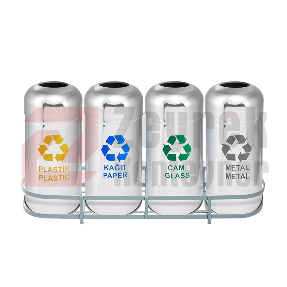 Paslanmaz Sıfır Atık Geri Dönüşüm Standı - 1012A