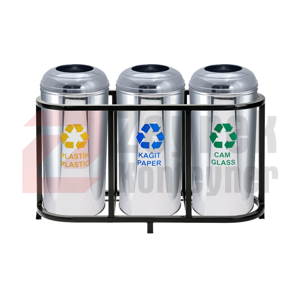 Paslanmaz Sıfır Atık Geri Dönüşüm Standı - 1016B
