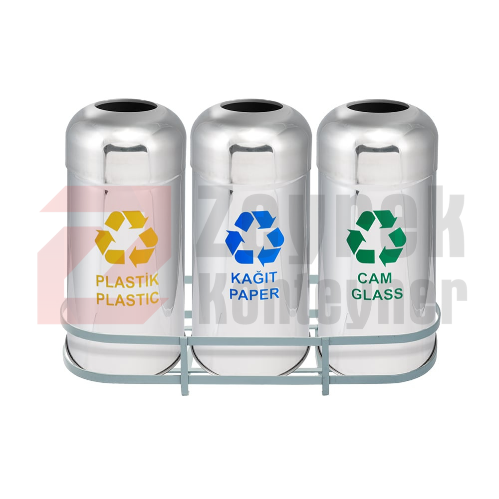 Paslanmaz Sıfır Atık Geri Dönüşüm Standı - 1014B