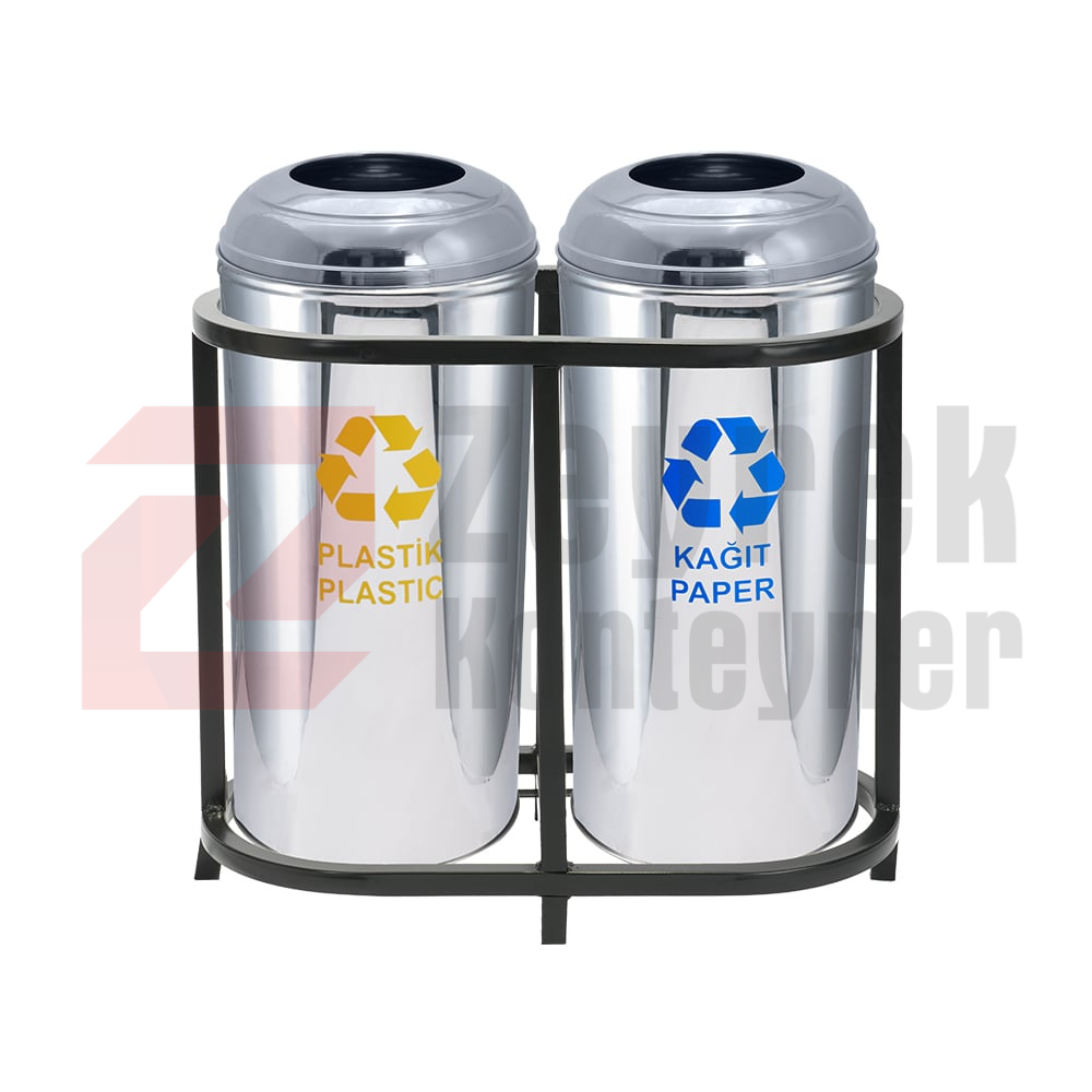Paslanmaz Sıfır Atık Geri Dönüşüm Standı - 1016C