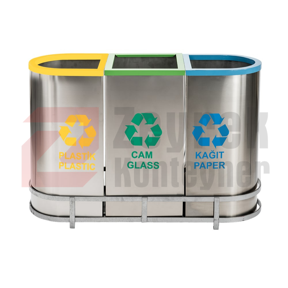 Paslanmaz Sıfır Atık Geri Dönüşüm Standı - 1022B