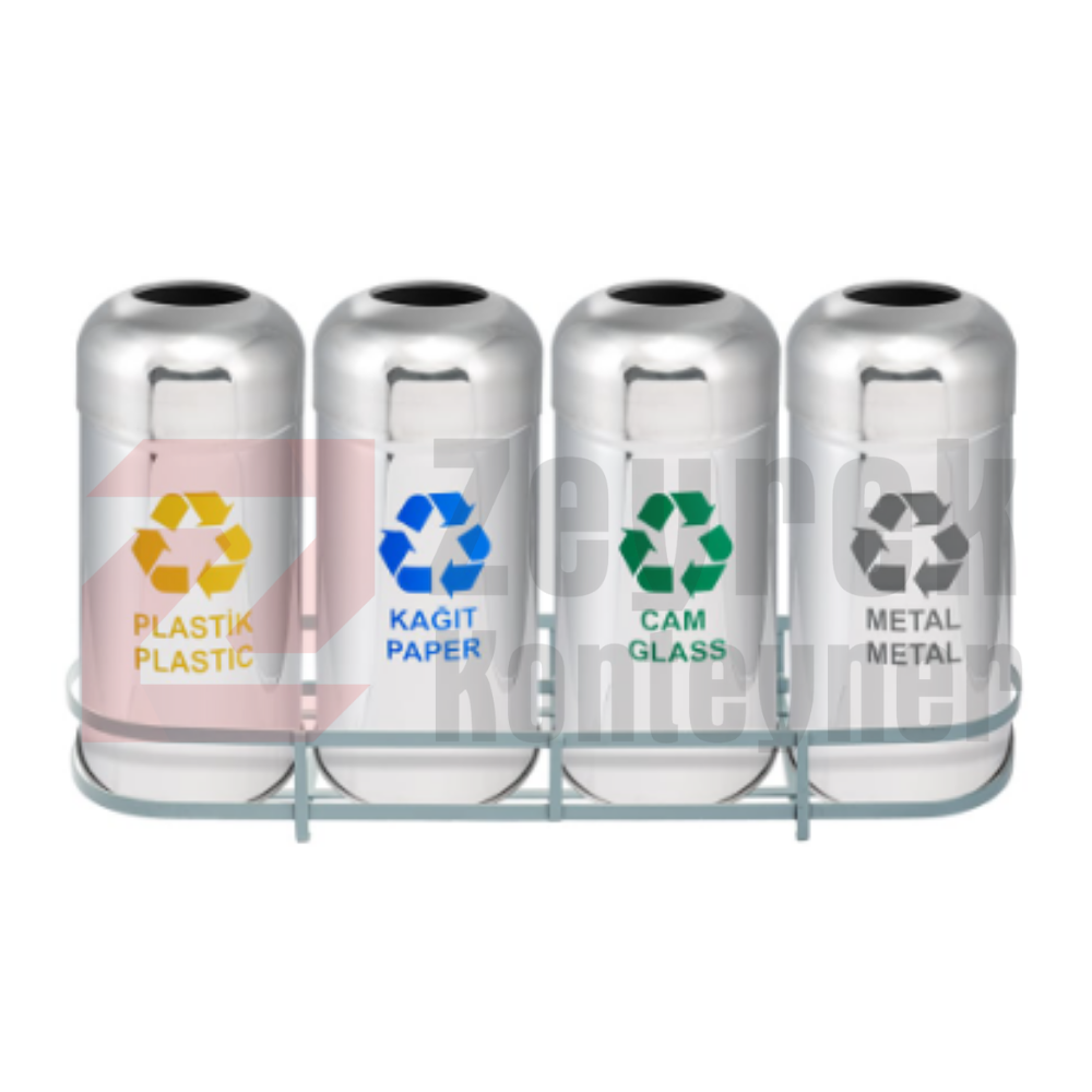 Paslanmaz Sıfır Atık Geri Dönüşüm Standı - 1014A